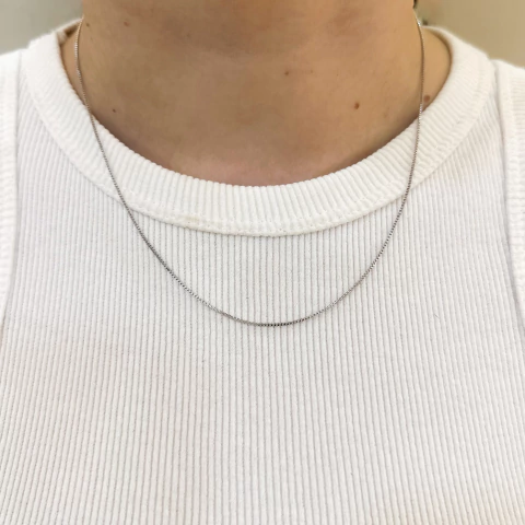 Colar Veneziana 45cm - ouro branco - comprar online