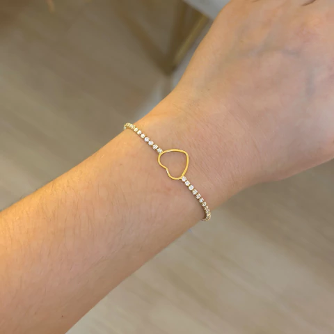 Pulseira Riviera c/ coração - ouro18k - comprar online