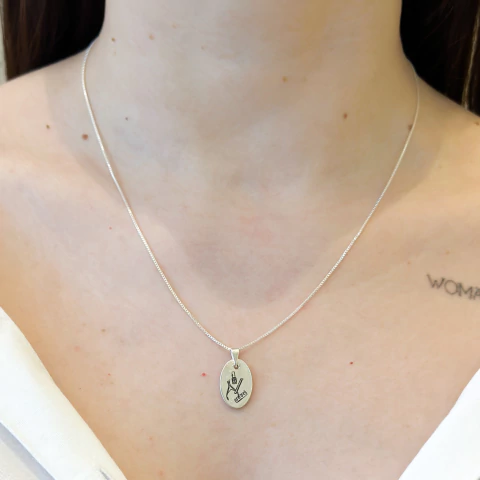 Colar Oval Personalizado - Prata 45cm - comprar online