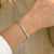 Bracelete cravejado geometrico aberto - ouro branco - comprar online