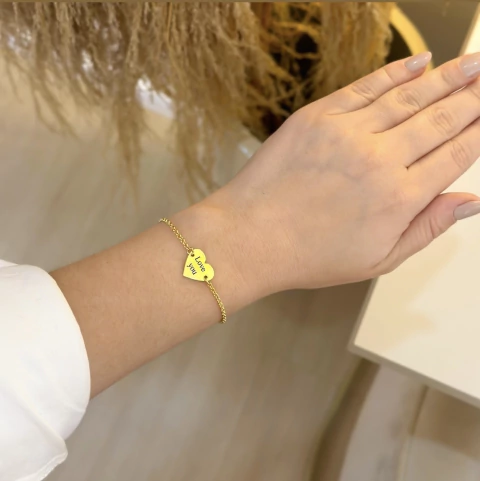 Pulseira Coração Personalizada Elo Português - ouro18k - comprar online