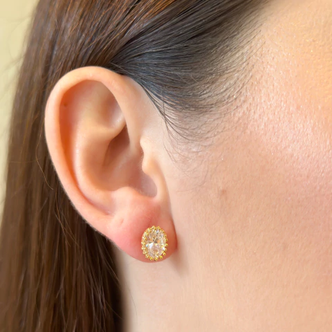 Brinco ponto de luz oval - ouro18k. - comprar online