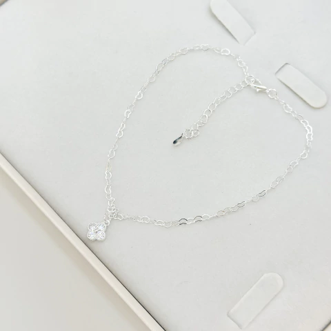 Tornozeleira trevo cristal - prata925 - comprar online