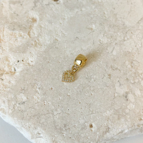 Berloque coração p cravejado - ouro18k - comprar online