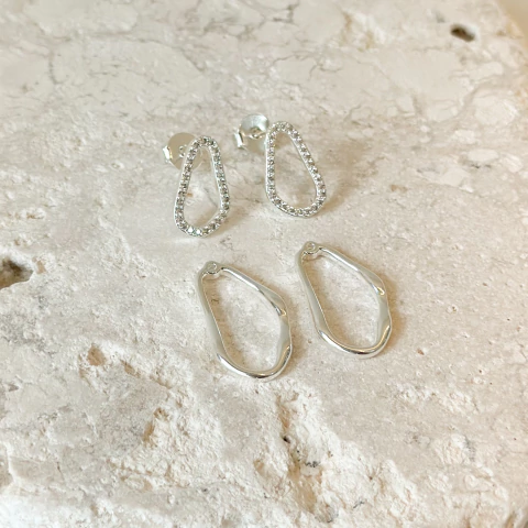 Brinco organico 2 em 1 - prata925 - comprar online