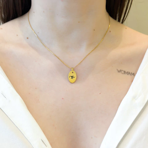 Colar Oval Personalizado 45cm - ouro18k - comprar online