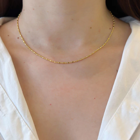 colar bolinhas e oval delicado - ouro18k - comprar online