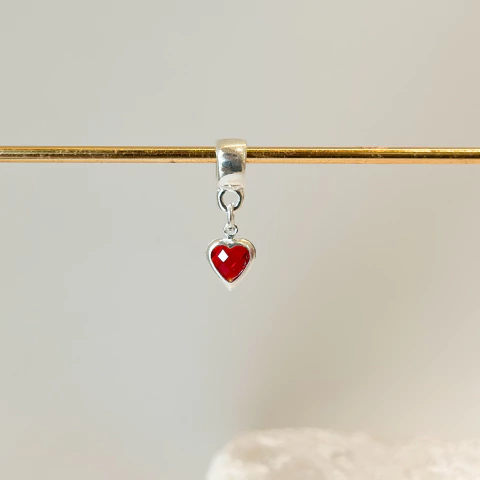 Berloque coração vermelho - prata925 - comprar online