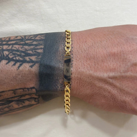 Pulseira plaquinha elos grumete masc. Personalizado - ouro18k - comprar online