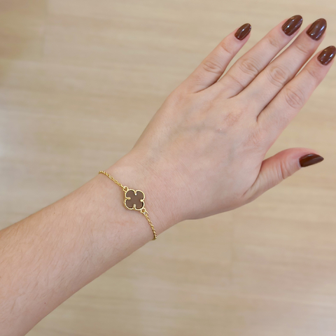 Pulseira 1 trevo Marrom - ouro18k - comprar online