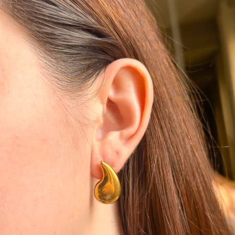 Brinco gota M - aço inoxidável Dourado - comprar online