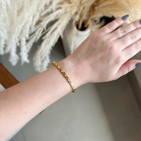 Bracelete romano c/ ponto de luz - aço inoxidável Dourado - comprar online