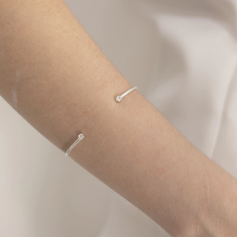 Bracelete Ponto de Luz Duplo Ajustável - Prata 925 - comprar online