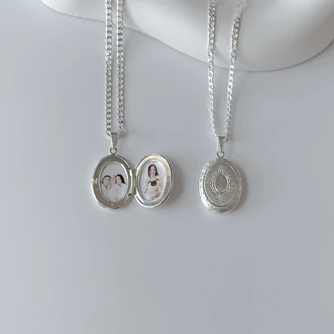 Colar relicario oval encanto c/ elos grumet - prata925 - comprar online