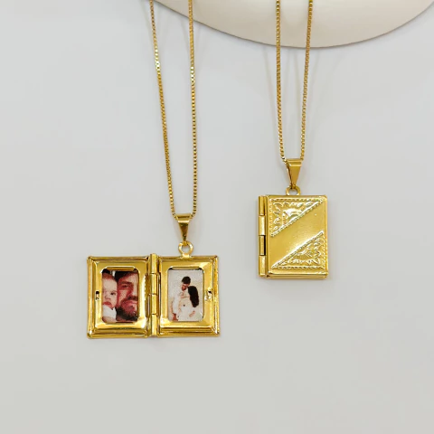 Colar relicario livro flor - ouro18k - comprar online