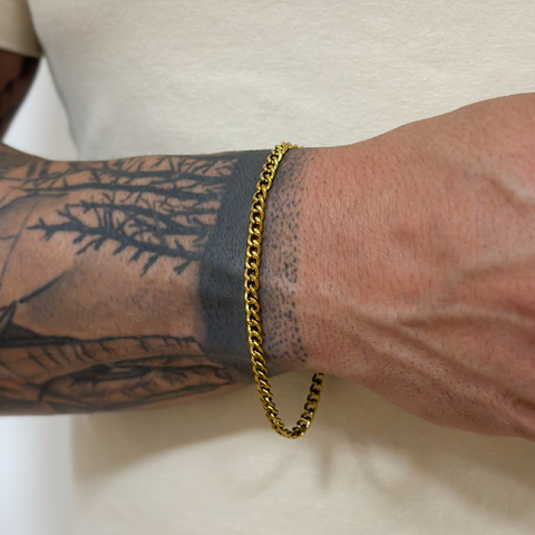 Pulseira grumet 4mm, fecho gaveta - masculino aço inoxidável dourado - comprar online