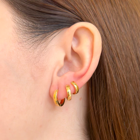 Brinco Trio Argolas Lisas - Ouro 18k - comprar online