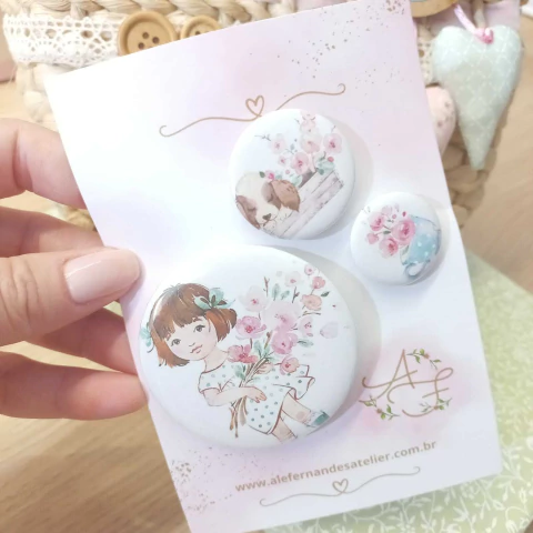 Kit Button Menina Flor 1