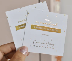 Imagen de Tarjetas Agradecimiento para navidad (7,5x7,5 cm) Frente con Hot Stamping Frente x 96 U. -