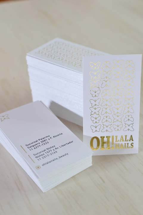 Tarjetas personales frente y dorso con Hot stamping metalizado x120 U.