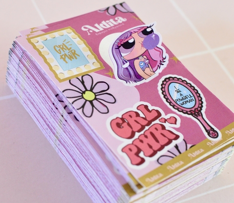Mini planchas de stickers calados. Ideal para regalar a tus clientes! (6,2x9,4 cm) x 80 U. -