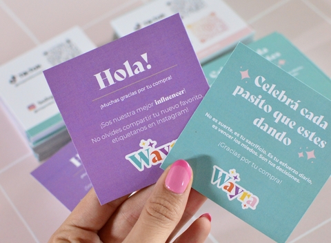 Tarjetas de Agradecimiento / Envios (7,5x7,5 cm) Frente x 250 U. -