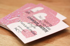 Tarjetas Agradecimiento /envios (7,5x7,5 cm) Frente con laminado glitter Frente x 96 U. - tienda online