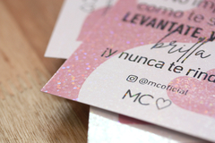 Tarjetas Agradecimiento /envios (7,5x7,5 cm) Frente con laminado glitter Frente x 96 U.