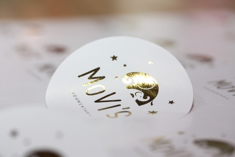Stickers calados con hot stamping x 5 planchas A3 (40x30 cm)