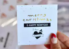 Tarjetas Agradecimiento / Felicitacion (7,5x7,5 cm) Frente con Hot Stamping Frente x 96 U. - Imagine Soluciones Graficas