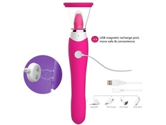 Vibrador em Formato de Lingua com Aquecimento e Sucção Recarregável - VibraToy - Dellas Íntima Lingerie