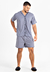 Pijama Masculino Americano com Botões Blusa e Short Cinza | PJMA1