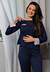 Pijama Amamentação Soft Fluffy Marinho Com Renda Branca | PAS1