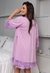 Kit Camisola Estilosa + Robe Rendada Amamentação Lavanda | CRB1 - Levezza Pijamas