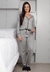 Pijama Americano Amamentação Laço Cetim Manga Longa Inverno Mescla Cinza I PJALC