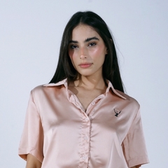 PIJAMA CETIM CAMISA CURTA ROSE