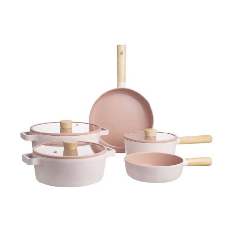 Conjunto de Panelas Indução com Revestimento Cerâmico - FIKA Rosa - Neoflam - 5 Peças - comprar online