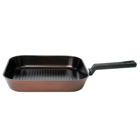 Frigideira Grill 28cm/3,0L - Indução - Alumínio com Revestimento Cerâmico - Reverse - Neoflam - Cor Marrom Rosa