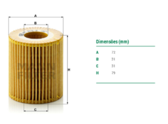 FILTRO ÓLEO MOTOR BMW 120i 2.0 16V 2005 Á 2020 - comprar online