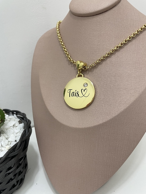Colar Personalizado medalha ponto de luz
