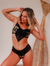 Conjunto de Tule Bordado Luana Preto com Azul com Dourado - Rendere