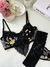 Conjunto de Tule Bordado Luana Preto com Azul com Dourado - loja online