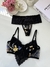 Imagem do Conjunto de Tule Bordado Luana Preto com Azul com Dourado
