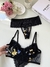 Conjunto de Tule Bordado Luana Preto com Azul com Dourado - Rendere