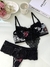 Imagem do Conjunto de Tule Bordado Luana Preto com Branco e Vermelho