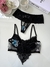 Conjunto de Tule Bordado Luana Preto com Azul Turquesa com Branco - comprar online
