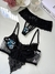 Conjunto de Tule Bordado Luana Preto com Azul Turquesa com Branco na internet