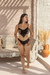 Imagem do Conjunto de Tule Bordado Luana Preto com Azul com Dourado