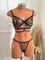 Conjunto de Tule Mayara Preto com Laranja e Verde