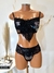 Conjunto de Tule Bordado Luana Preto com Azul Turquesa com Branco